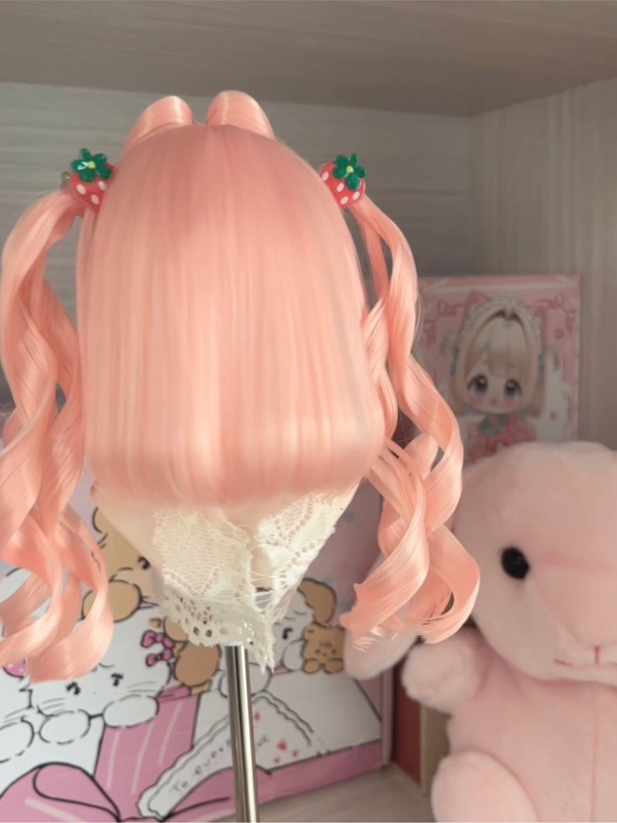 Pink Twin Tail Doll Wig with Strawberry Accessories