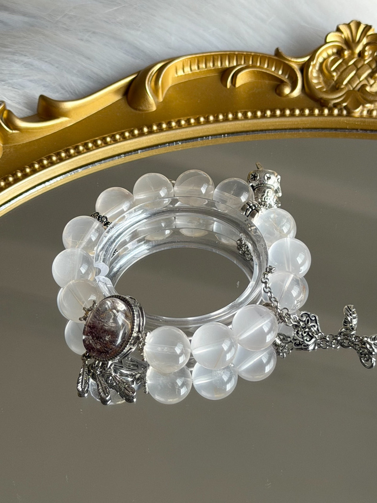 Bracelet en quartz blanc laiteux 13 mm