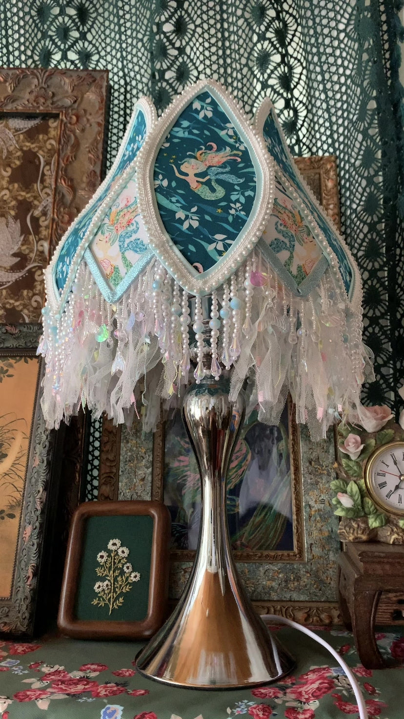 Mermaid Vintage French Table Lamp Blue