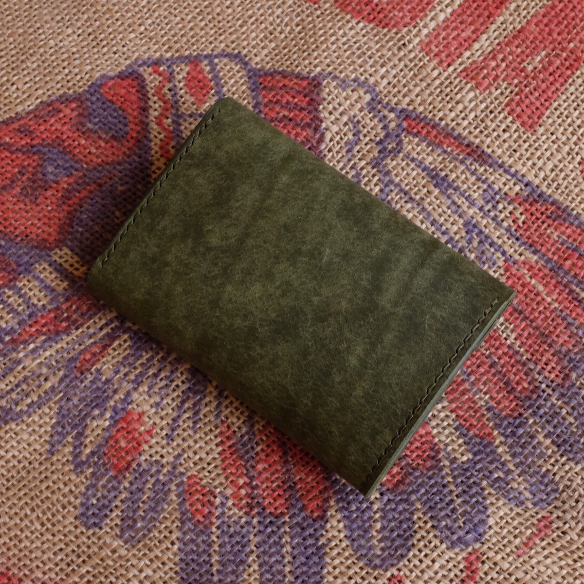 Handmade Leather Bi-Fold Wallet Olive Green