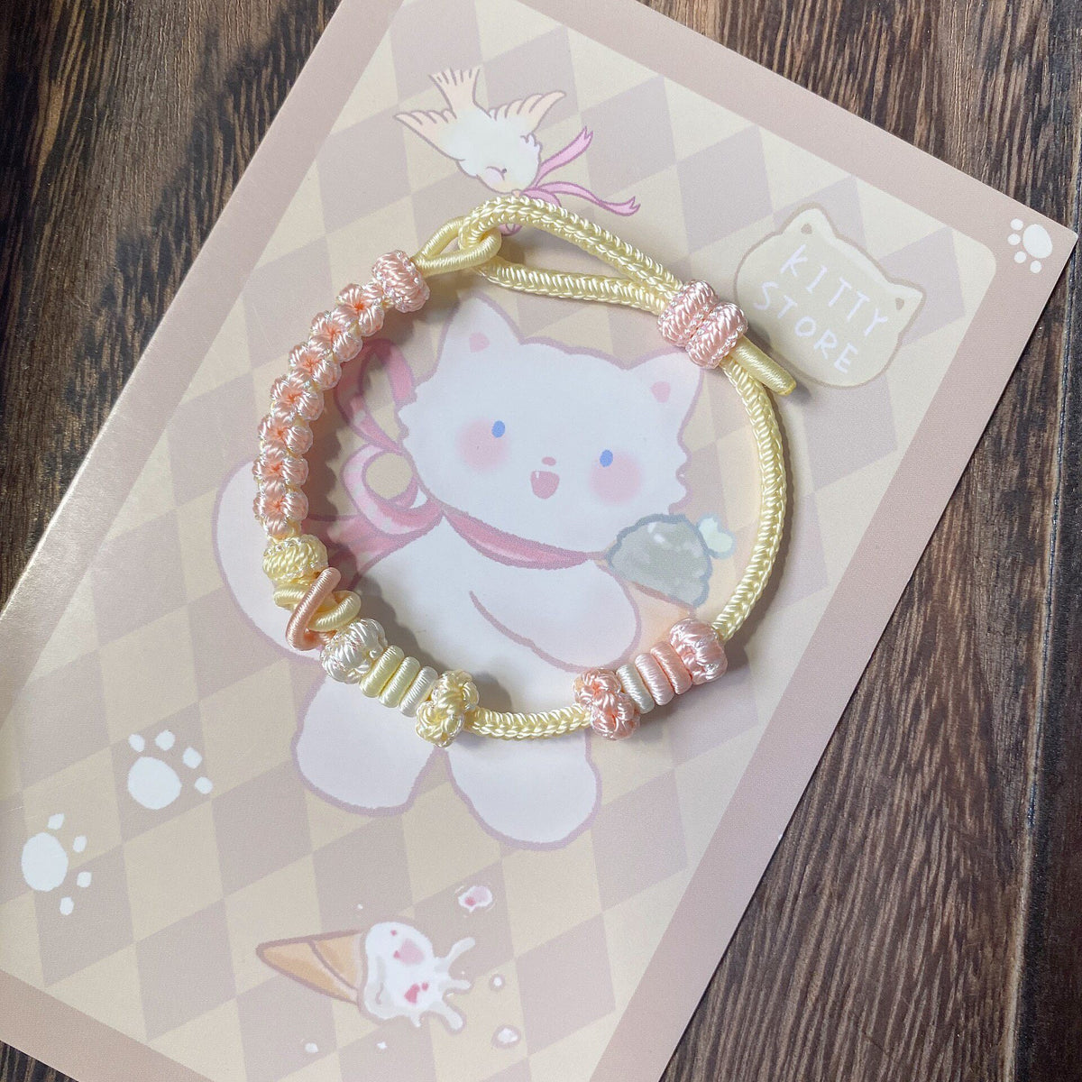 Handcrafted Woven Bracelet Pastel Yellow Pink