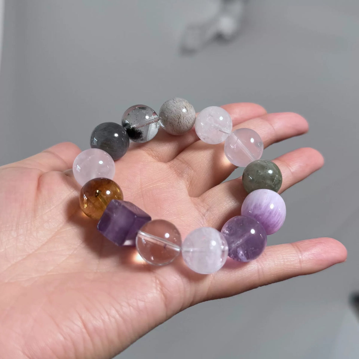 Multi Gemstone Crystal Beaded Bracelet 15mm