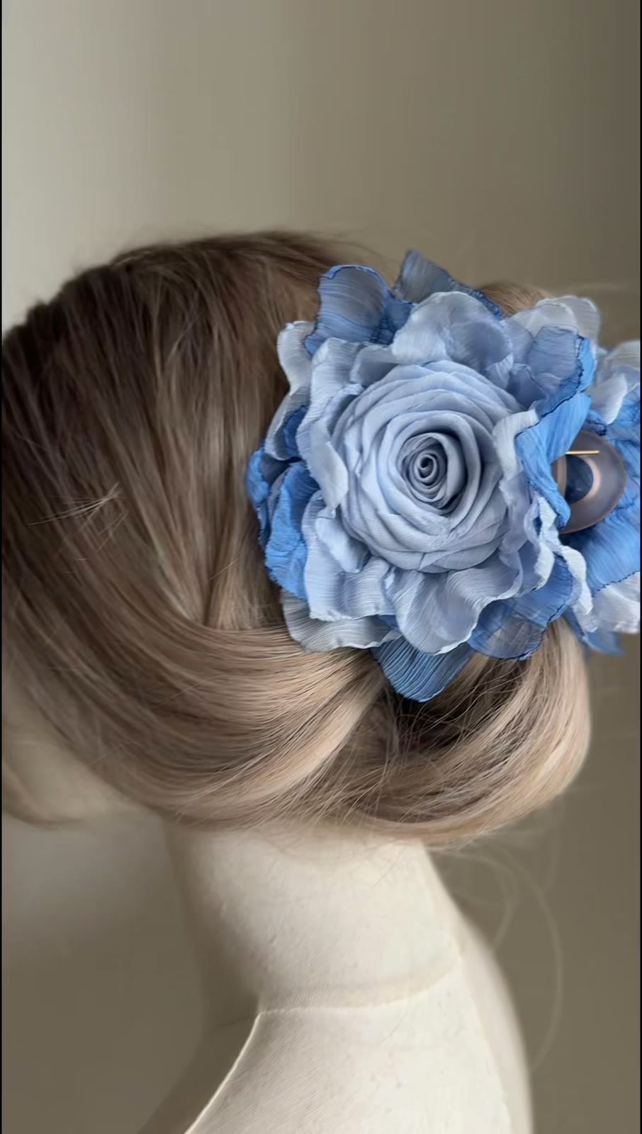 Handmade Fabric Dried Rose Hair Clip Blue