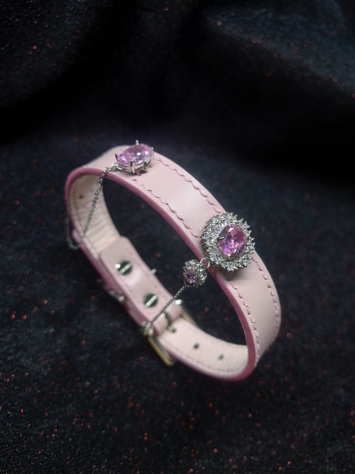 Pink Rhinestone Pet Collar Chain