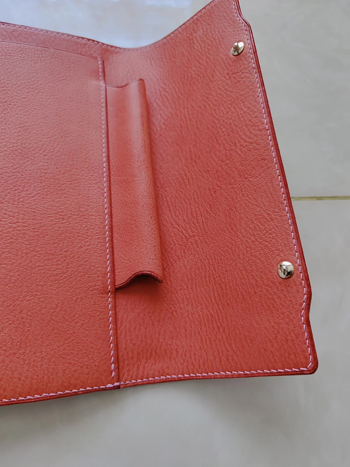 A5 Pink Leather Six Ring Notebook Cover