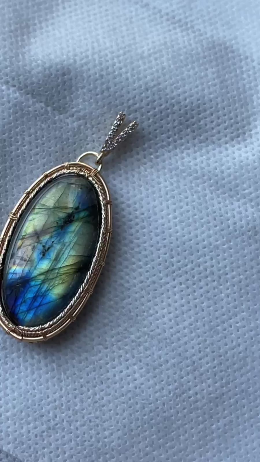 Natural Labradorite Minimalist Wire Wrapped Pendant