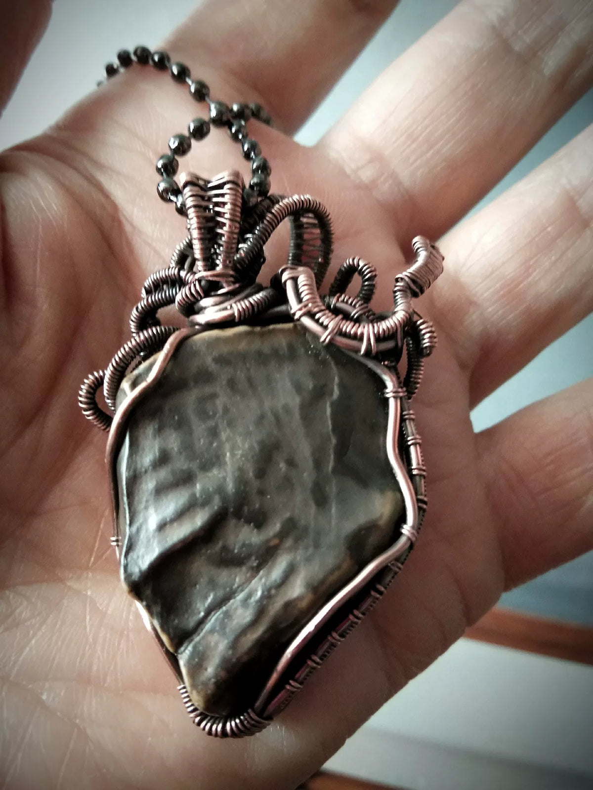 Gobi Stone Copper Wire Wrapped Pendant