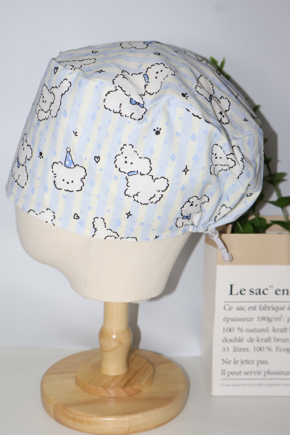 Cotton Dog Print Adjustable Medical Cap