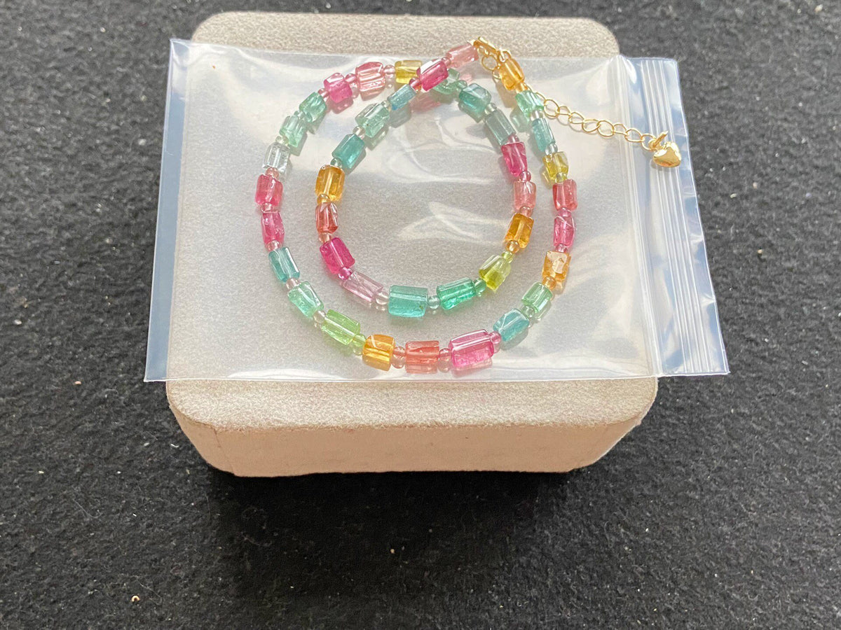 Bracciale in Tormalina Perline Rosa Traslucide