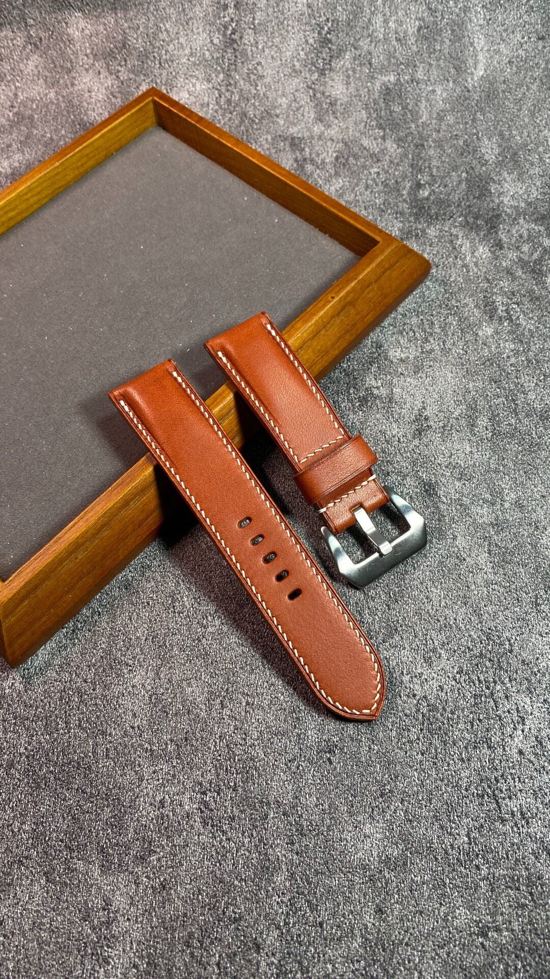 Honey Wax Red Leather Watch Strap