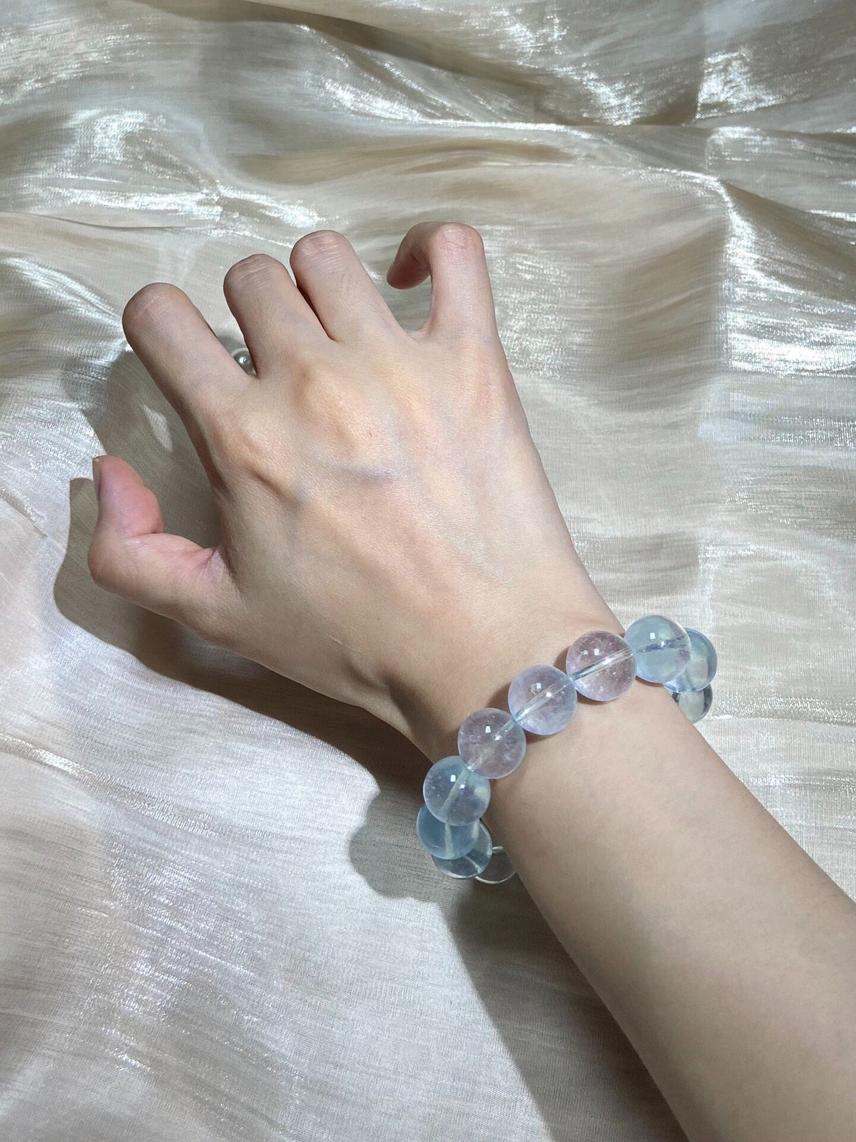 Natural Aquamarine Crystal Beaded Bracelet