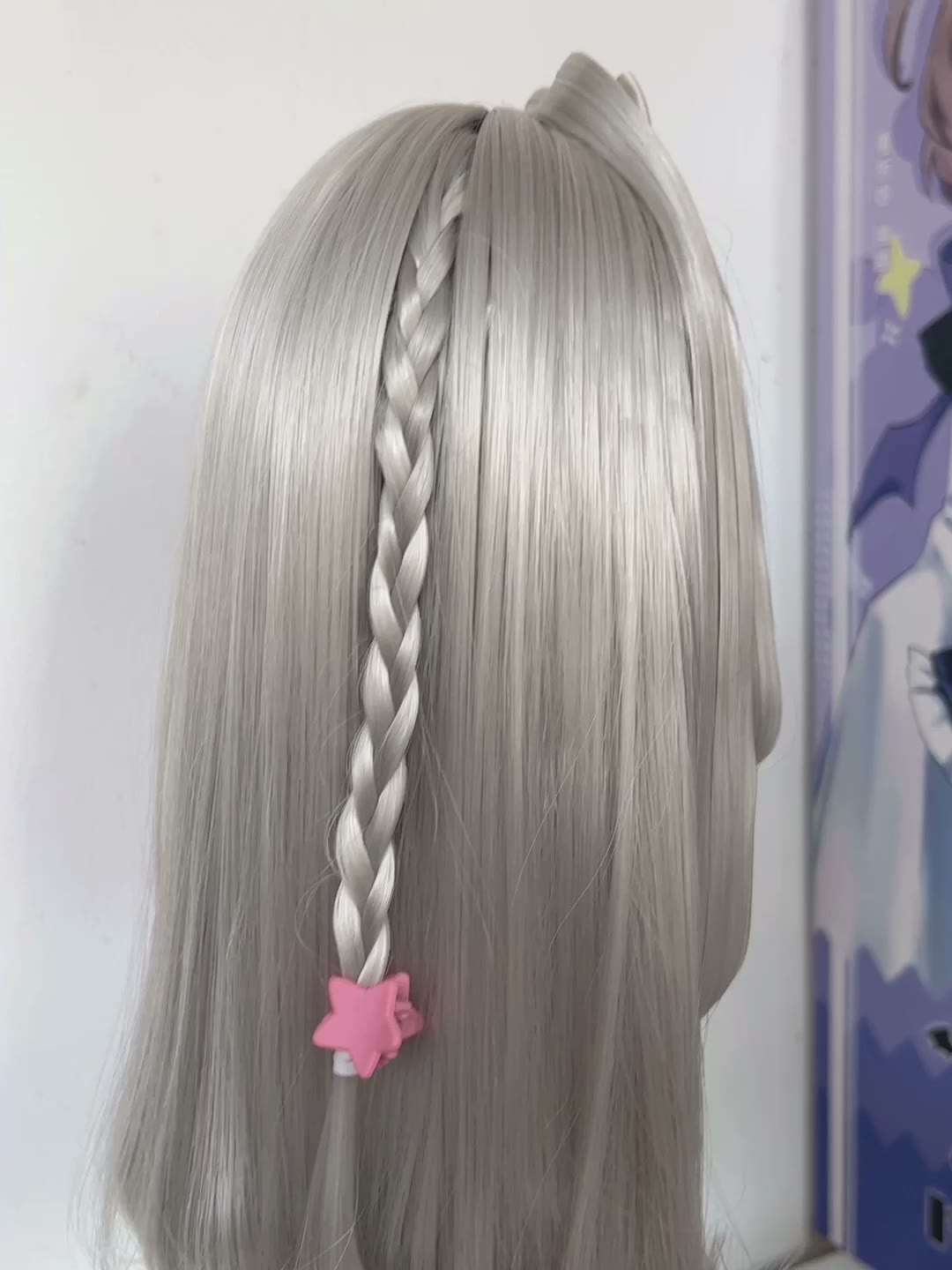 Silver Gray Doll Wig with Braids