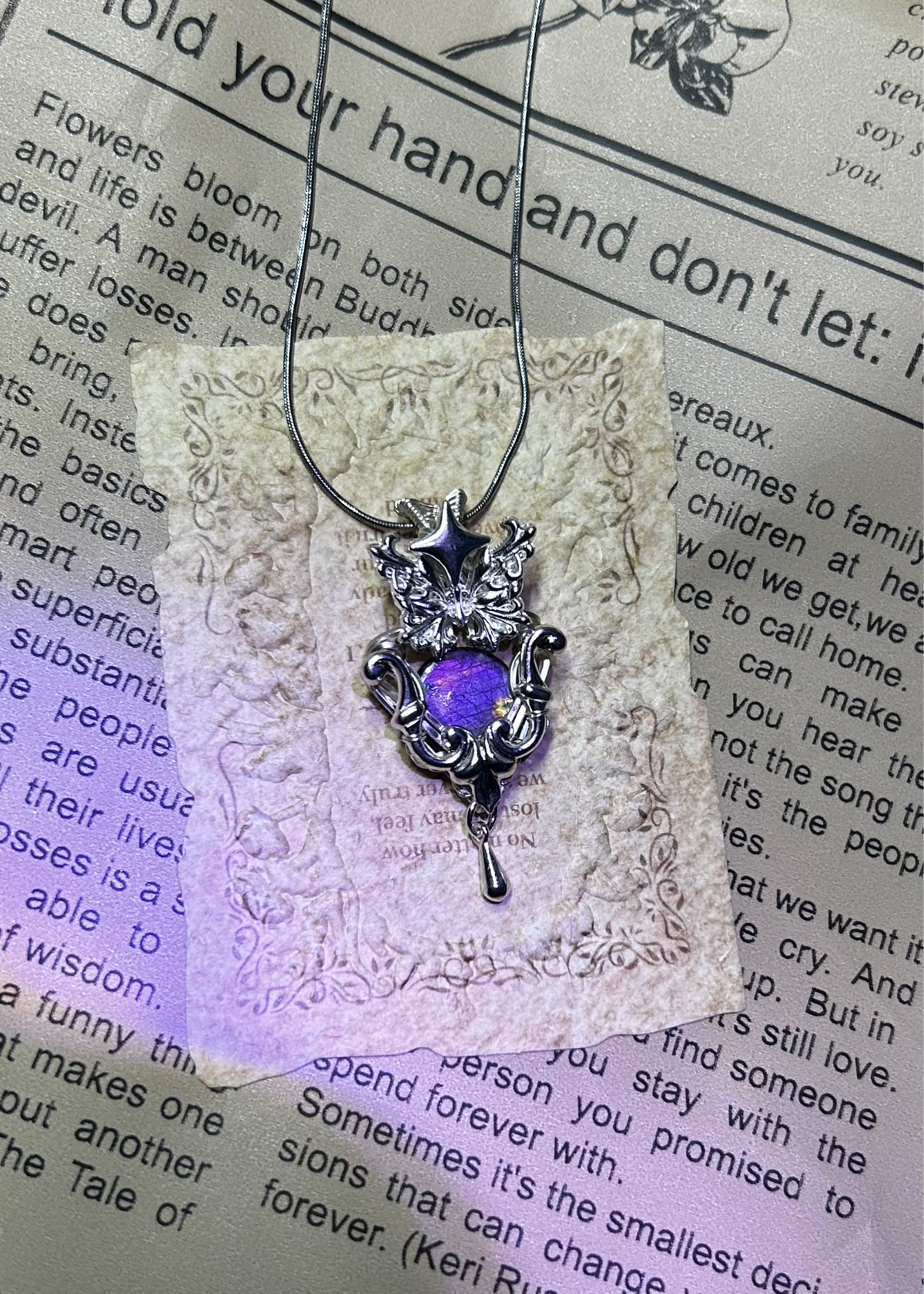Pendente in Labradorite Viola Avvolto in Filo