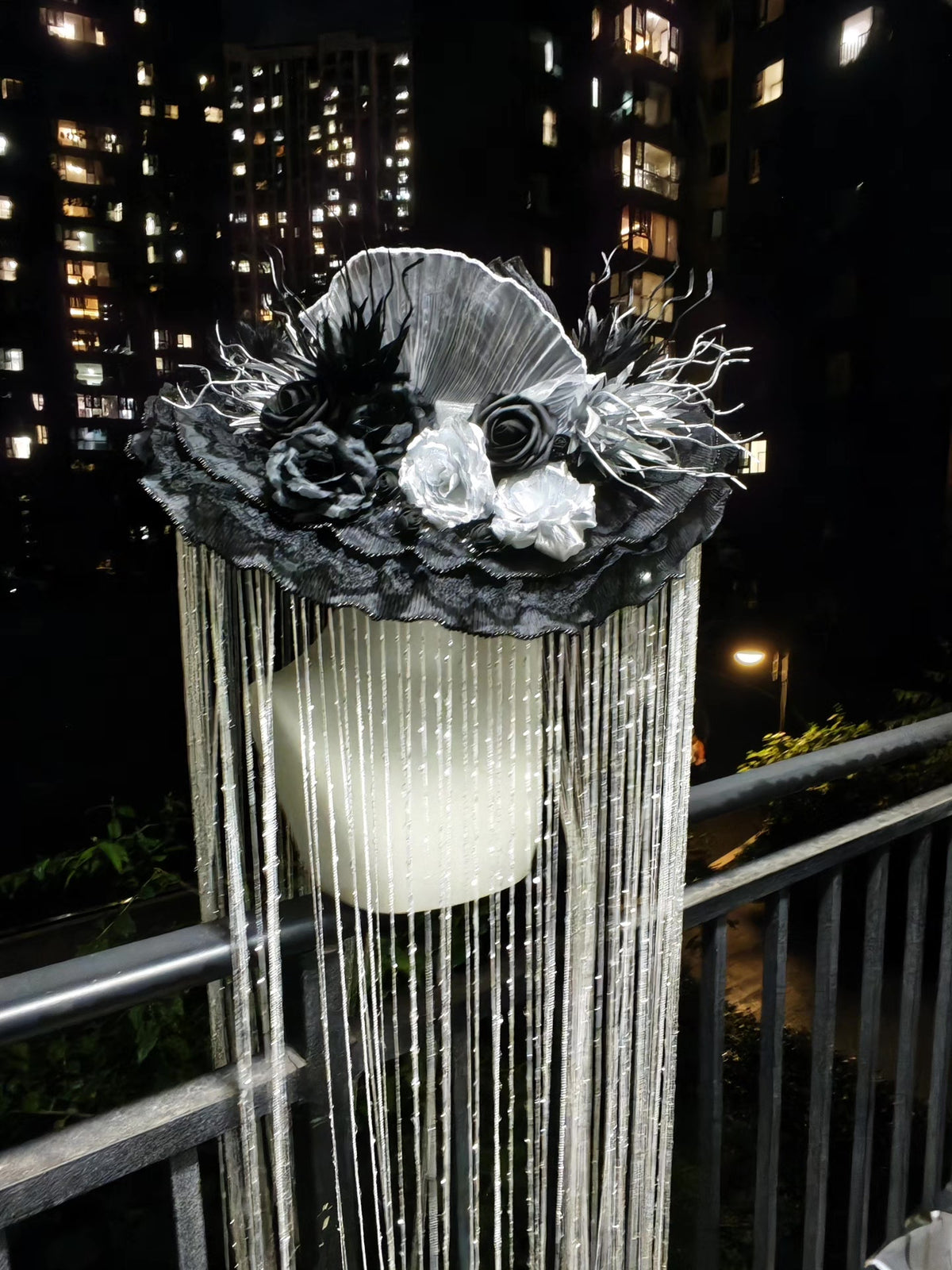 Zilver Zwart Skeleton Gotische Bloemenhoed