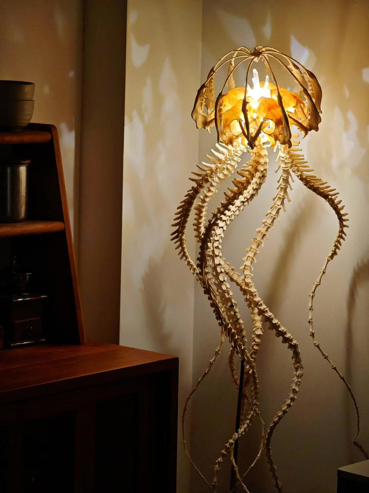 Skeletal Jellyfish Floor Lamp Bone Finish
