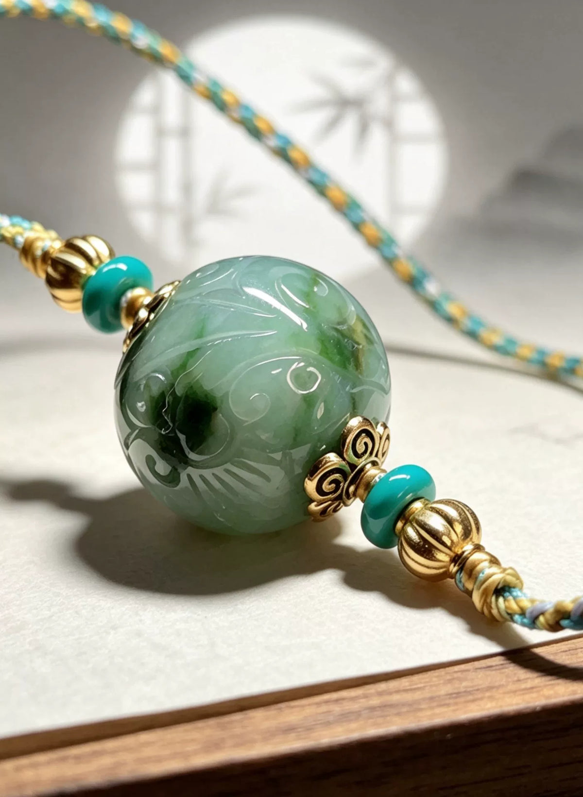 Halsband med handskuren jadeitpärla