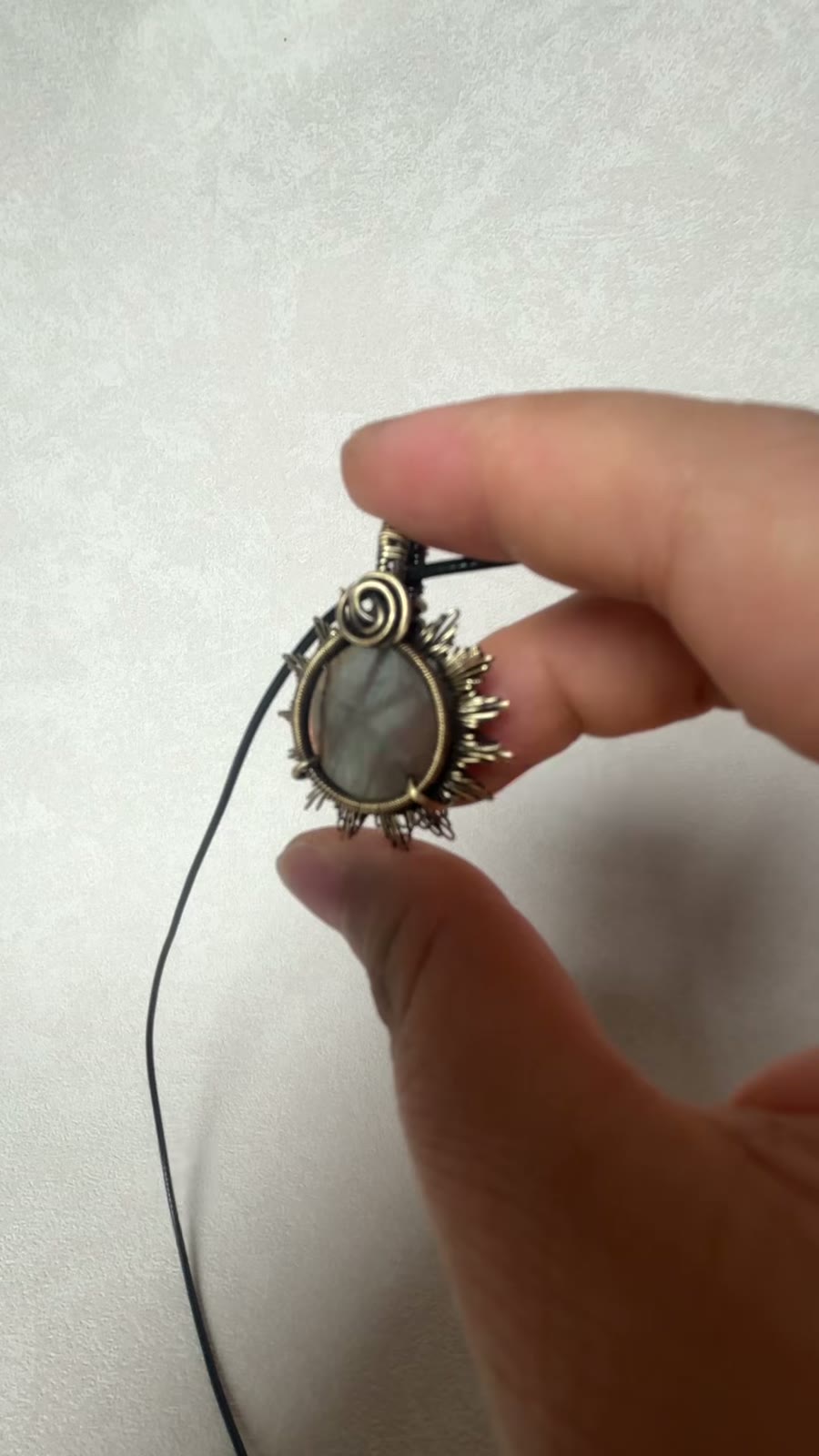 Labradorite Wire Wrapped Sun Pendant Necklace