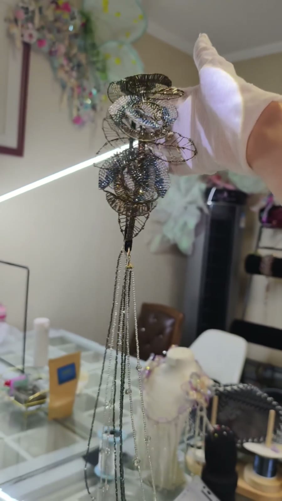 Gold Crystal Rose Wire Headband
