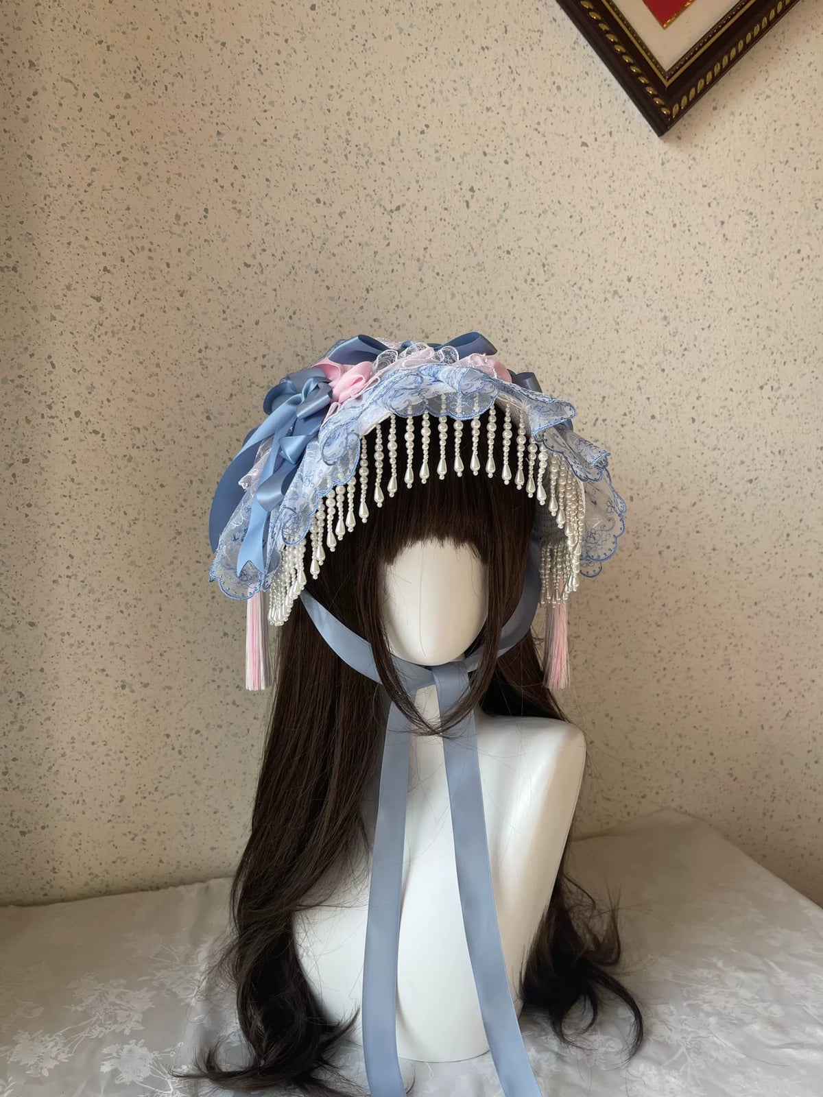 ブルーピンクレース ロリタ・フラットボネット