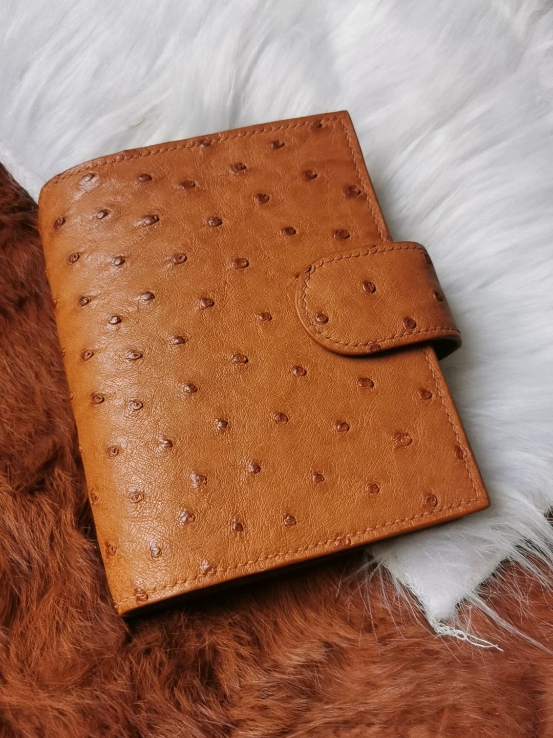 Full Ostrich Leather Ring Binder Notebook Cover