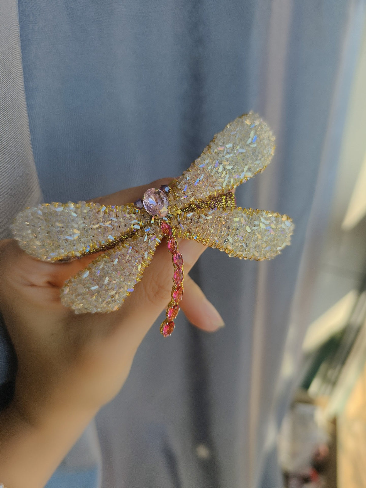 Dragonfly Bead Hair Clip Crystal Accent
