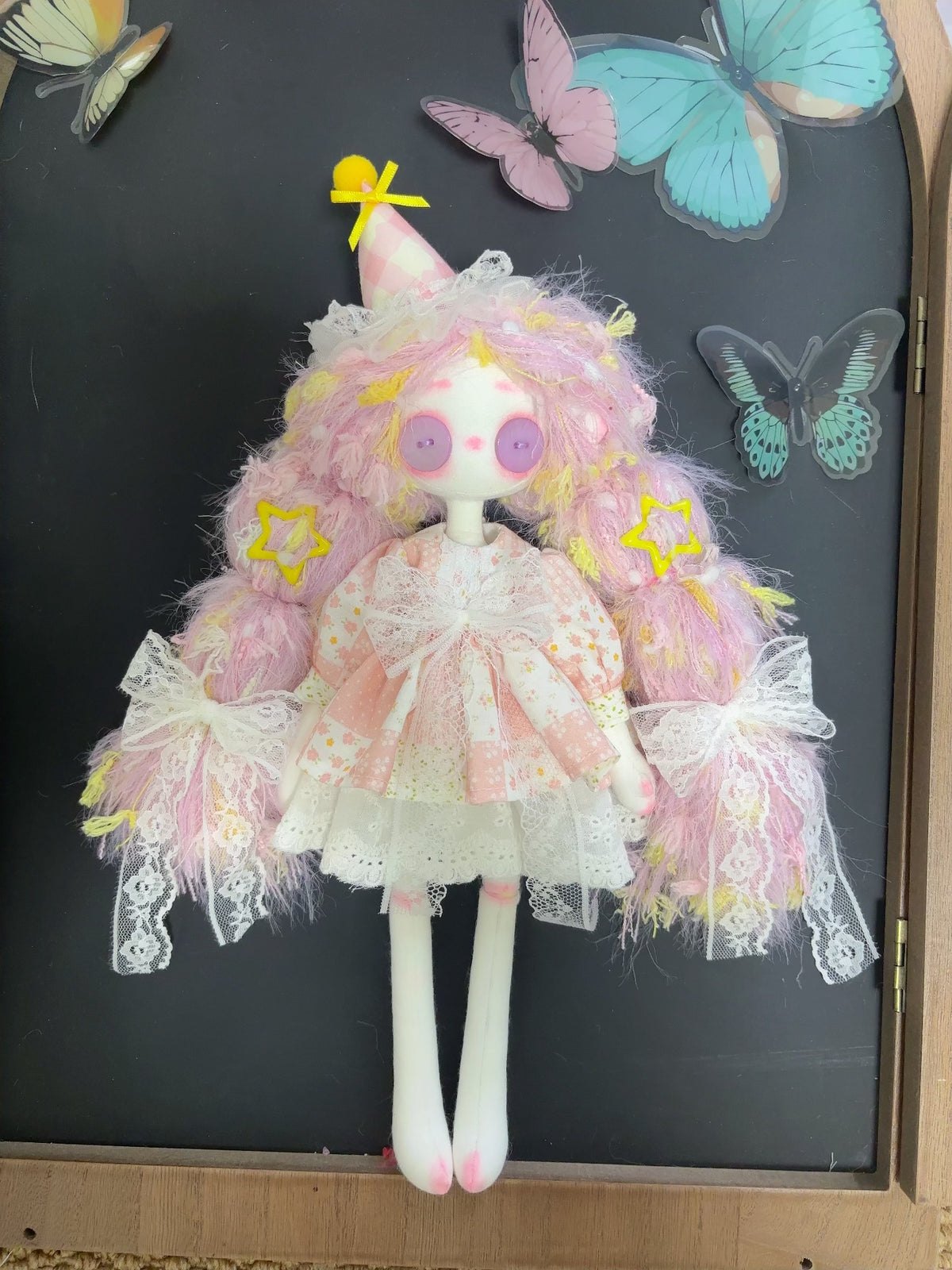 Handmade Button Eyed Art Doll 31cm