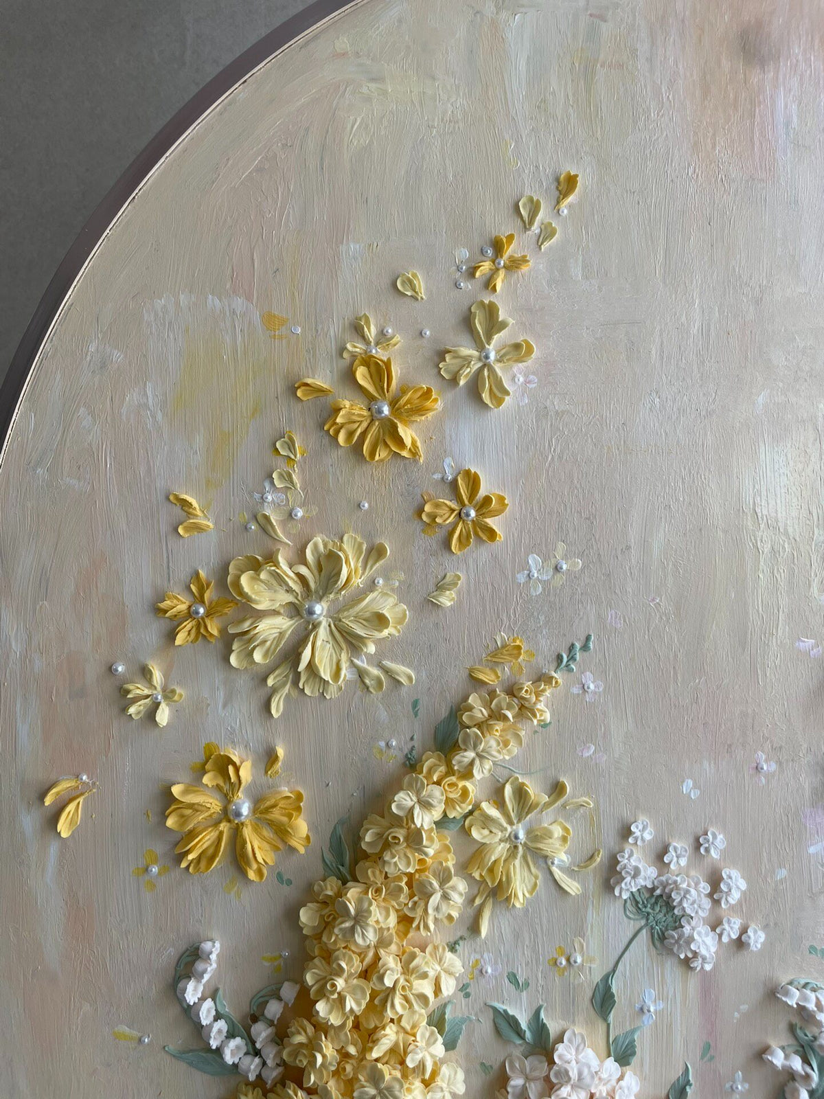 Clay Floral Painting Arched Panel 160cm