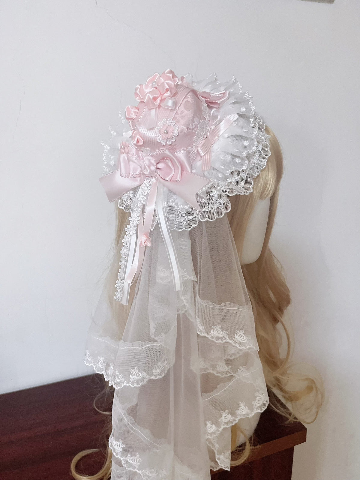 Pink Cherry Blossom Formal Hat with Veil