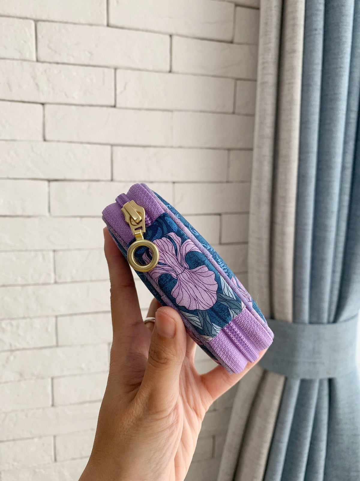 Art Nouveau Floral Zip Pouch with Detachable Pouch
