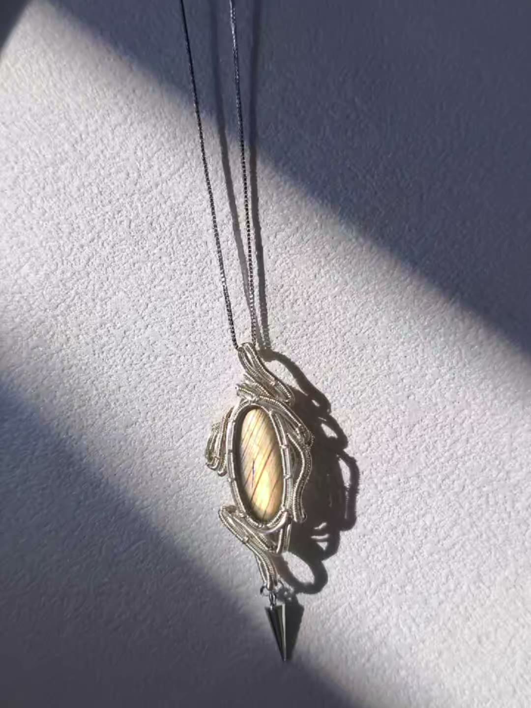 Handmade Labradorite Wire Wrap Pendant Necklace