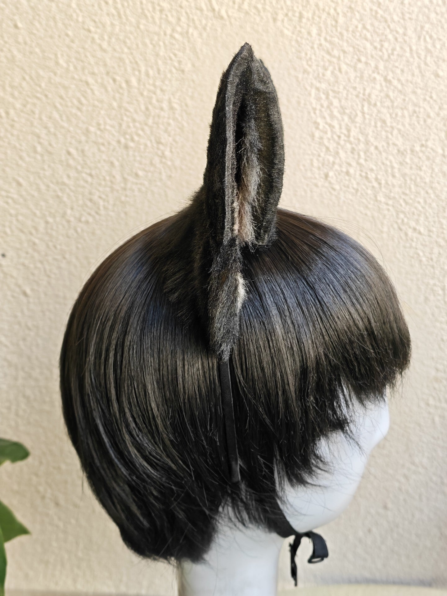 Handmade Large German Shepherd Ears - Light Yellow and Black with Pink Inner Ear