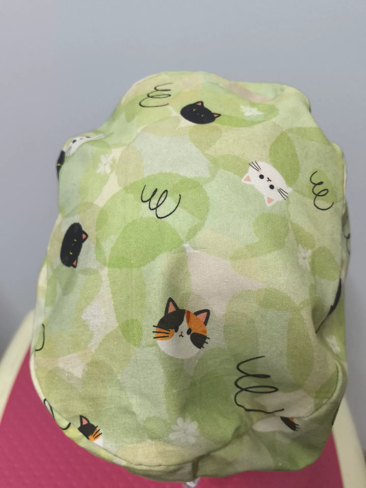 Gorro quirúrgico de algodón puro de doble capa con estampado de gatos