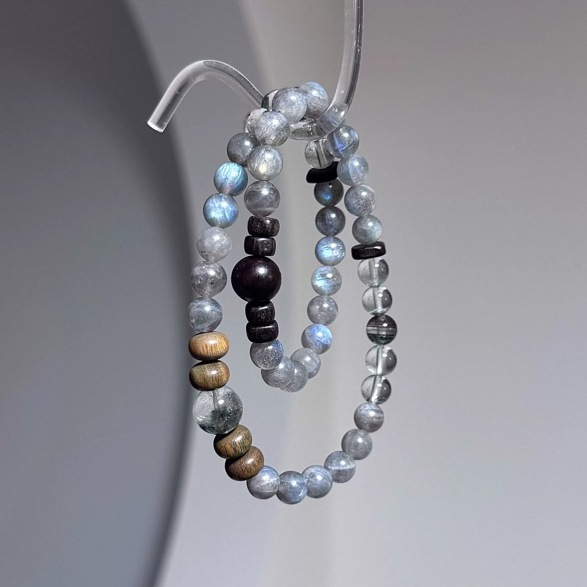 Double Wrap Crystal Bracelet Moonstone Phantom Quartz