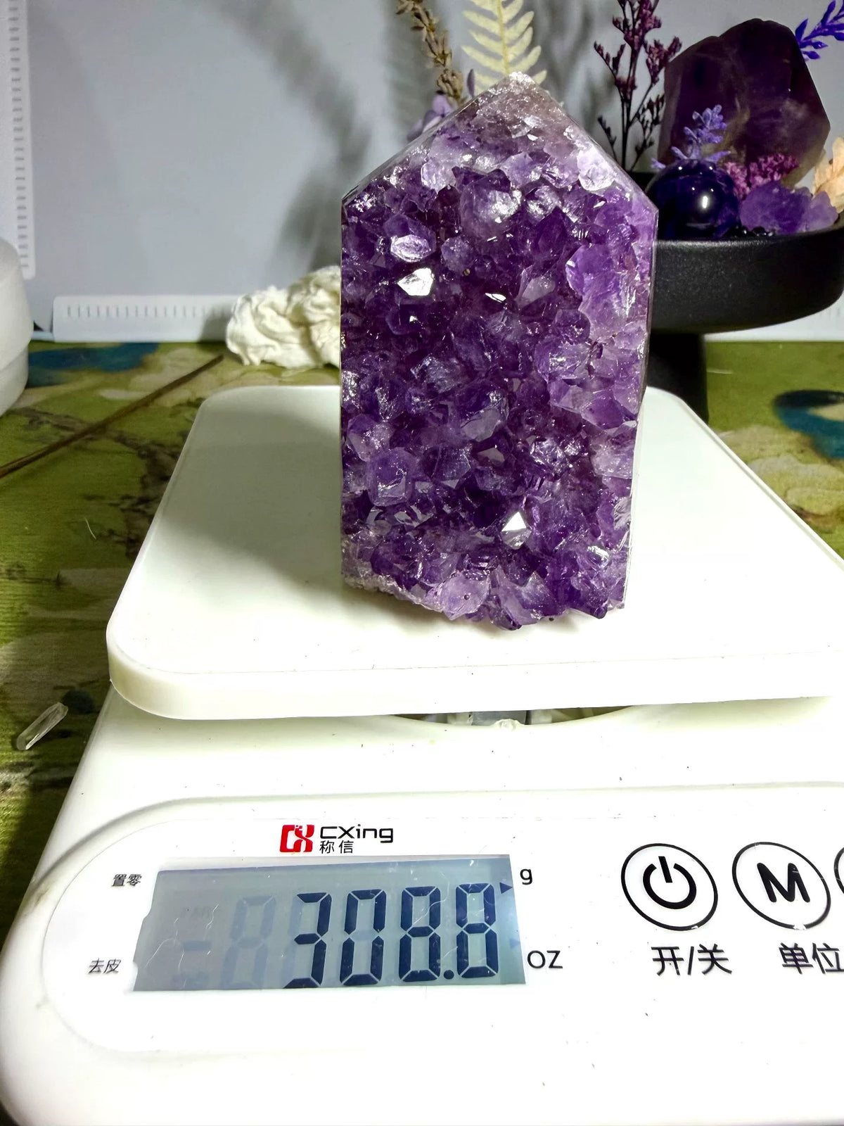 Amethist Kristal Tuindoornatie in Keramieken Pot