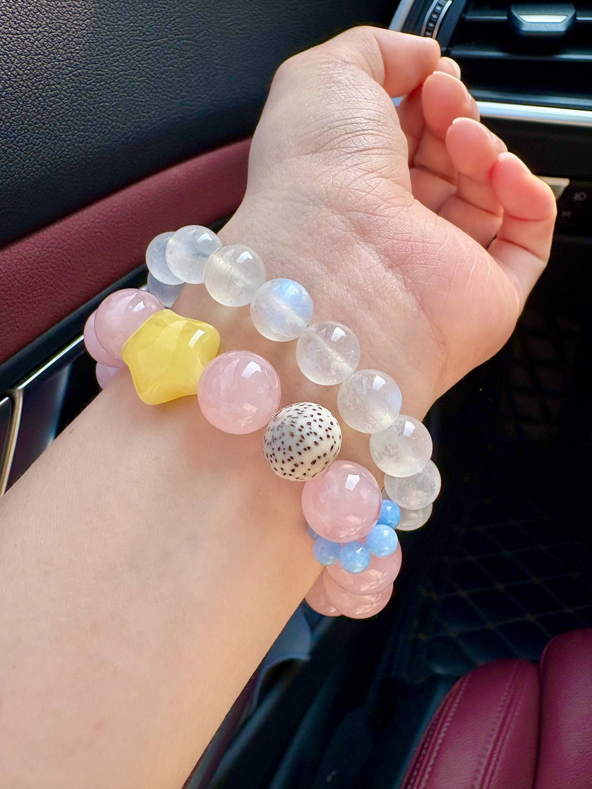Pulseira de Contas Ma Fen com Estrela de Cera de Abelha