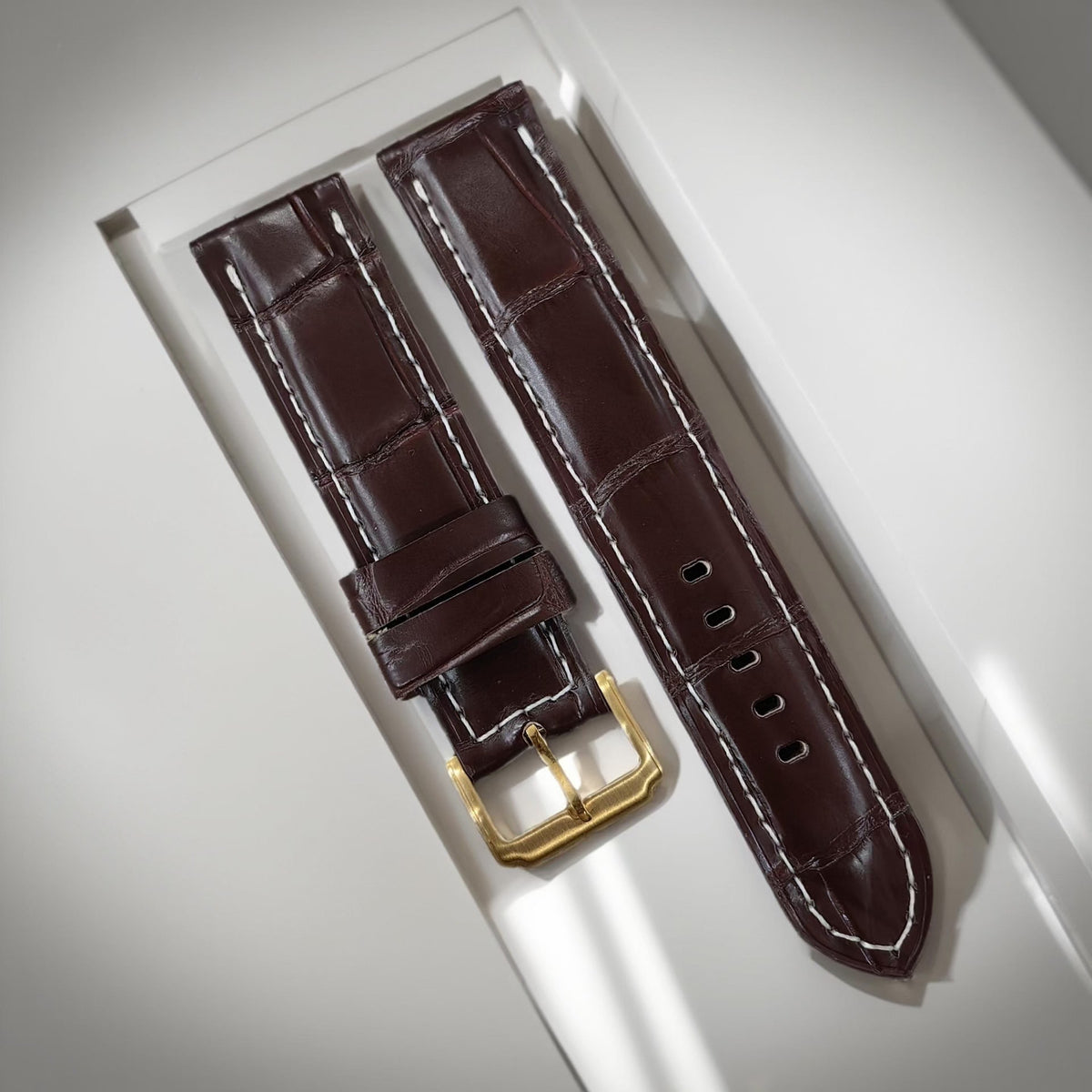 Crocodile Leather Watch Strap Brown 23mm