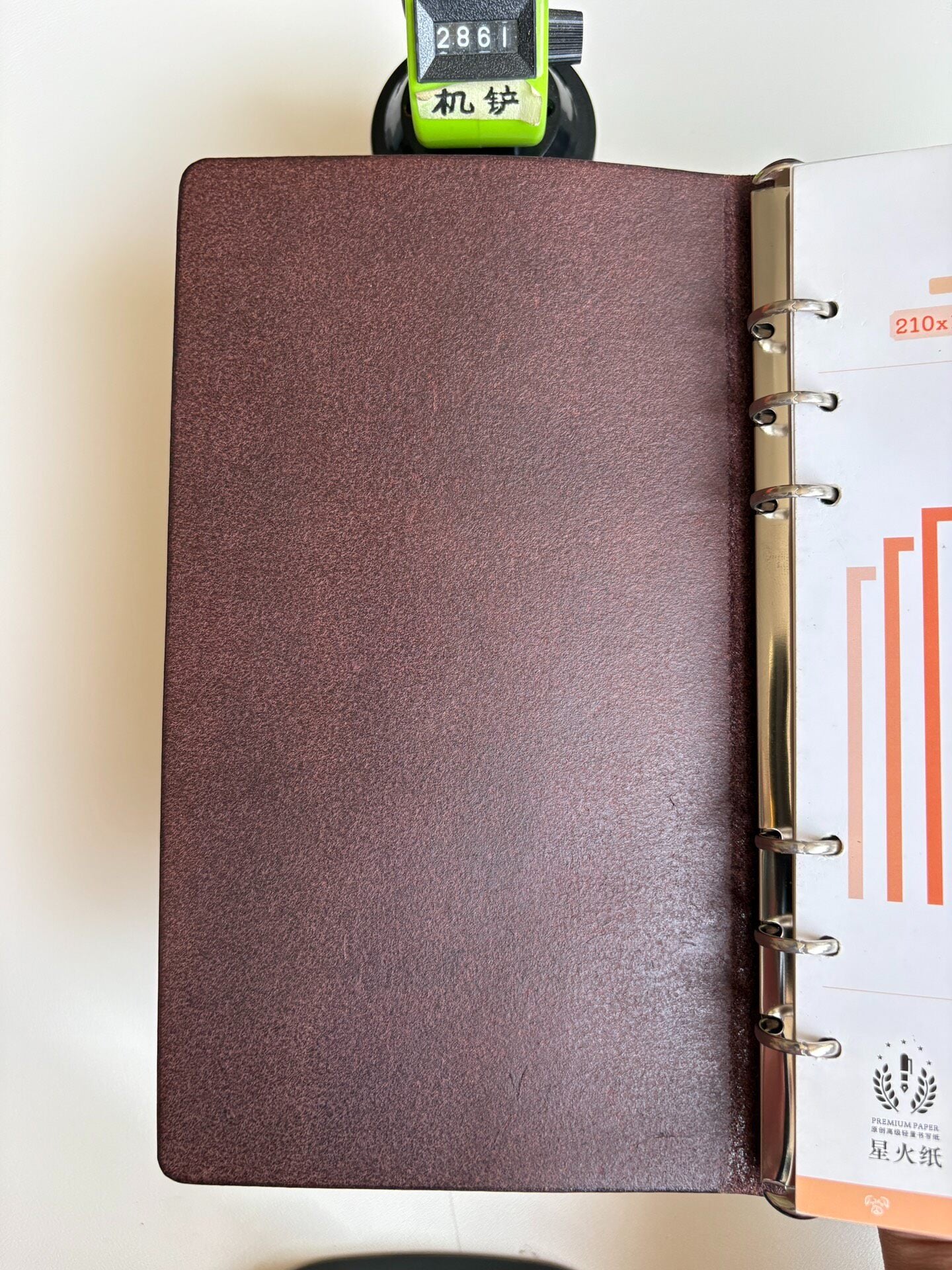 Handmade A5 Leather Ring Binder Cover with Silver Metal Rings