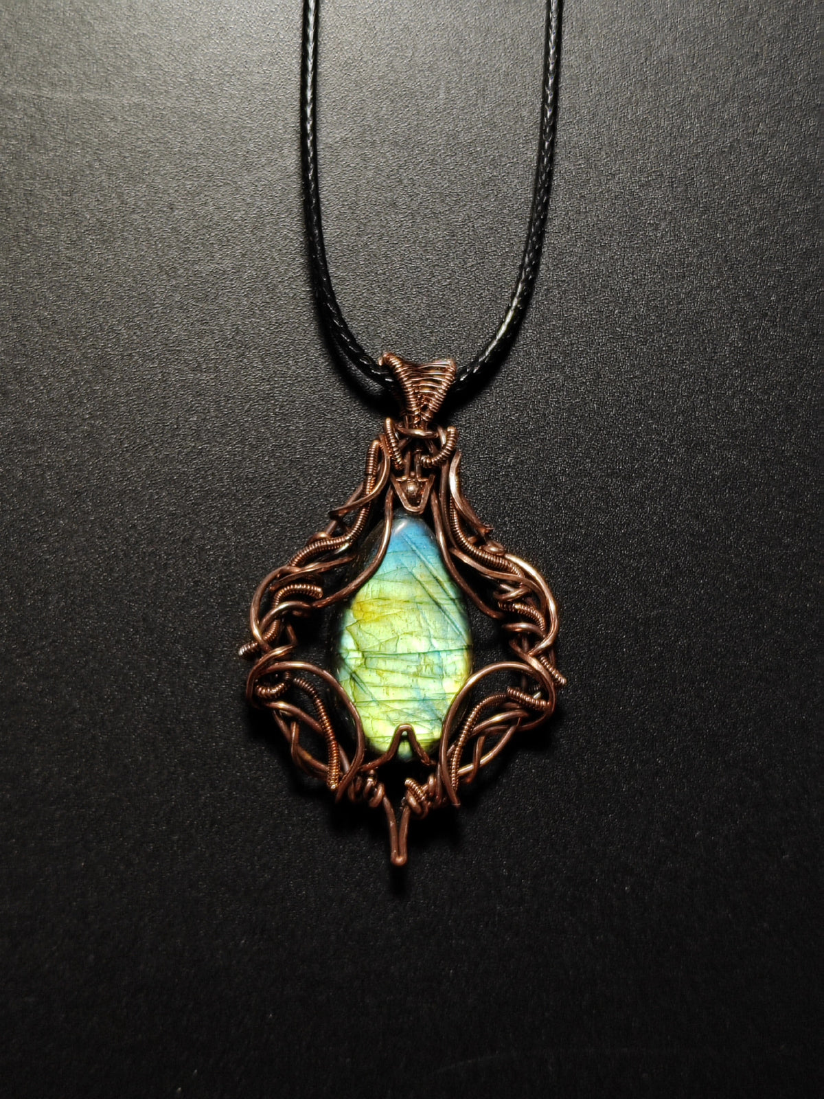 Labradorite Pendant Wire Wrapped Copper