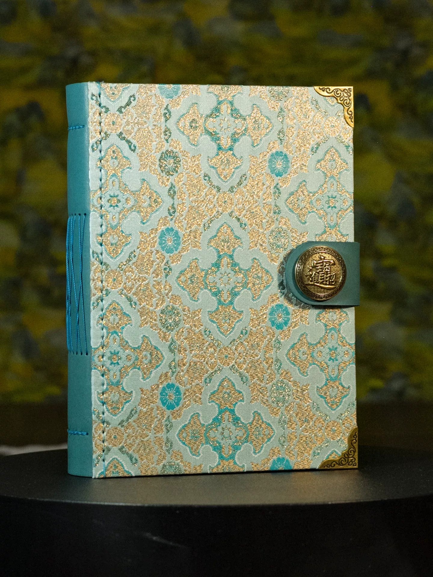 Song Dynasty Brocade Notebook with Brass Button Closure