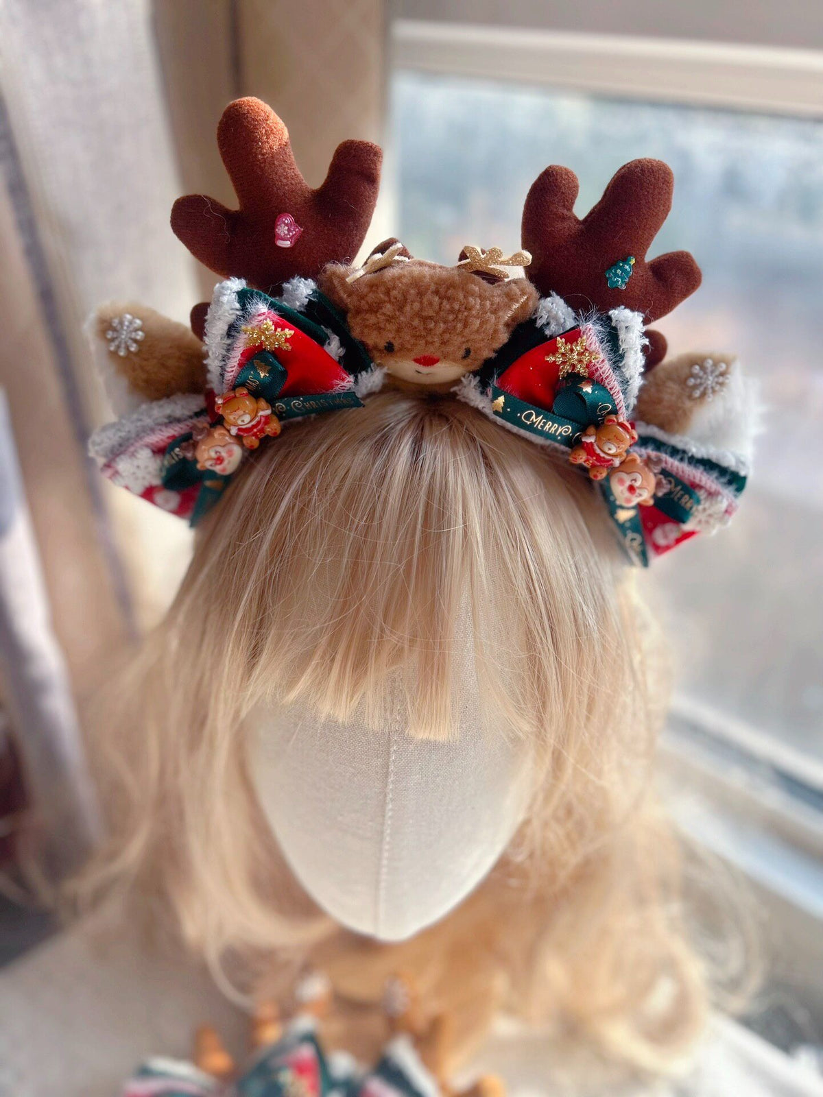 Christmas Reindeer Headband Hair Clip Set
