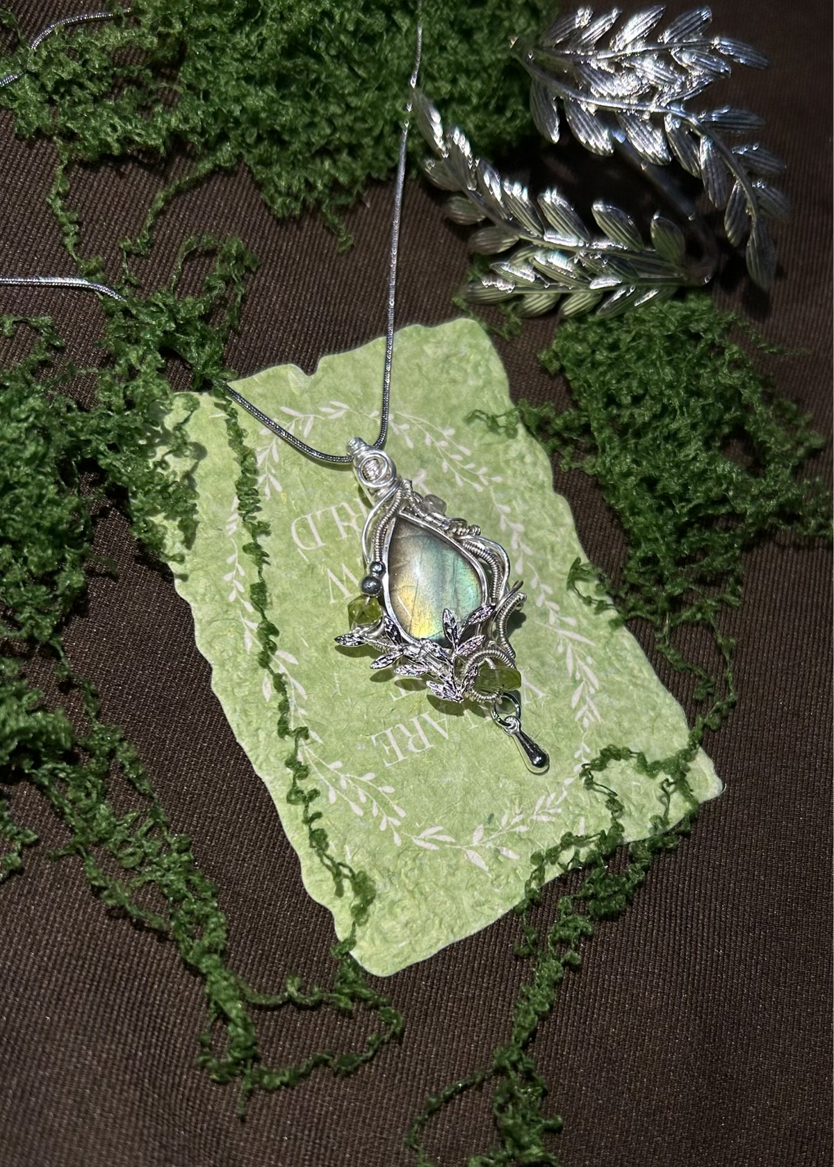 Wire Wrapped Labradorite Teardrop Pendant