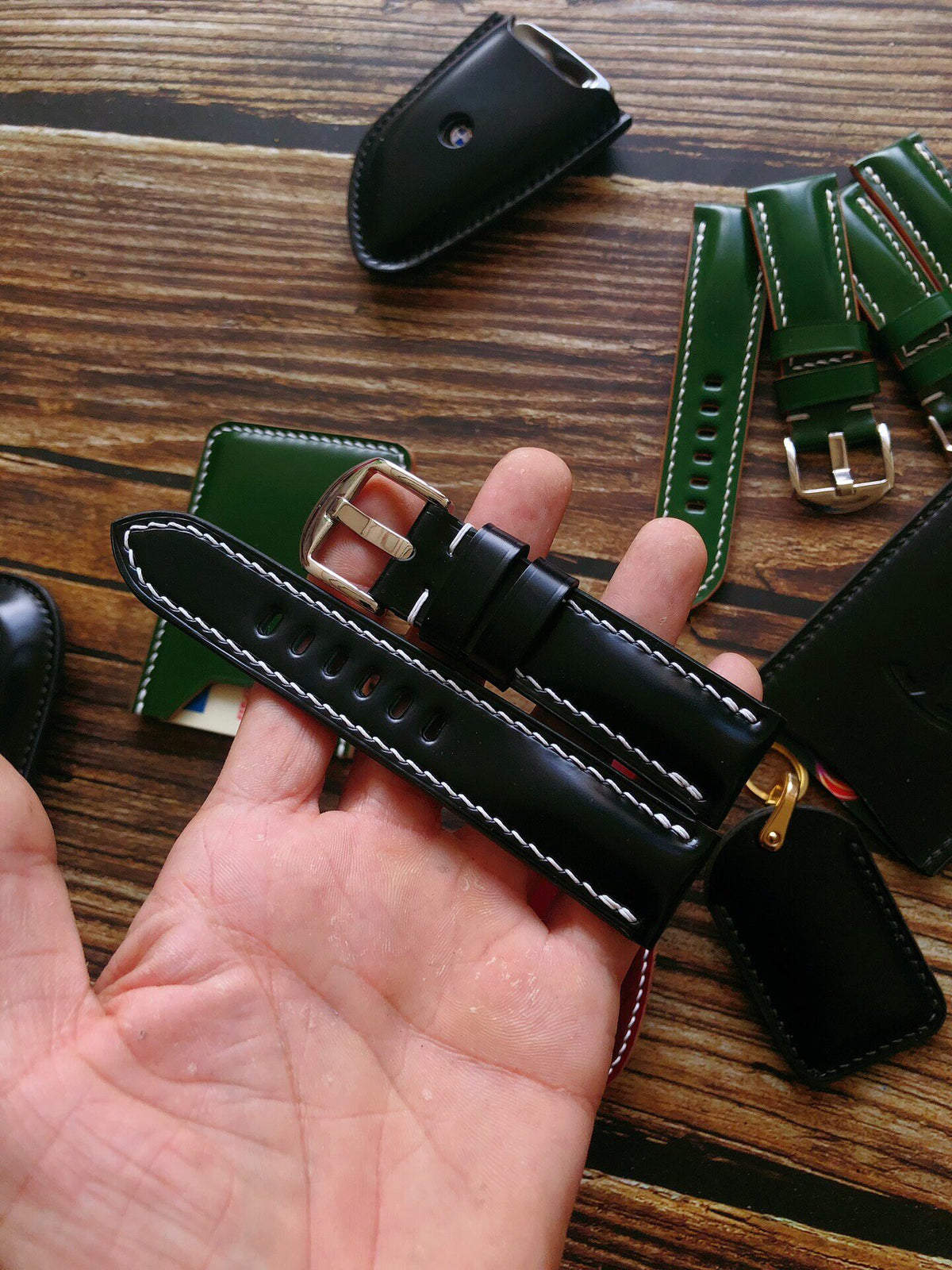 Handcrafted Shinki Horsehide Watch Strap Black