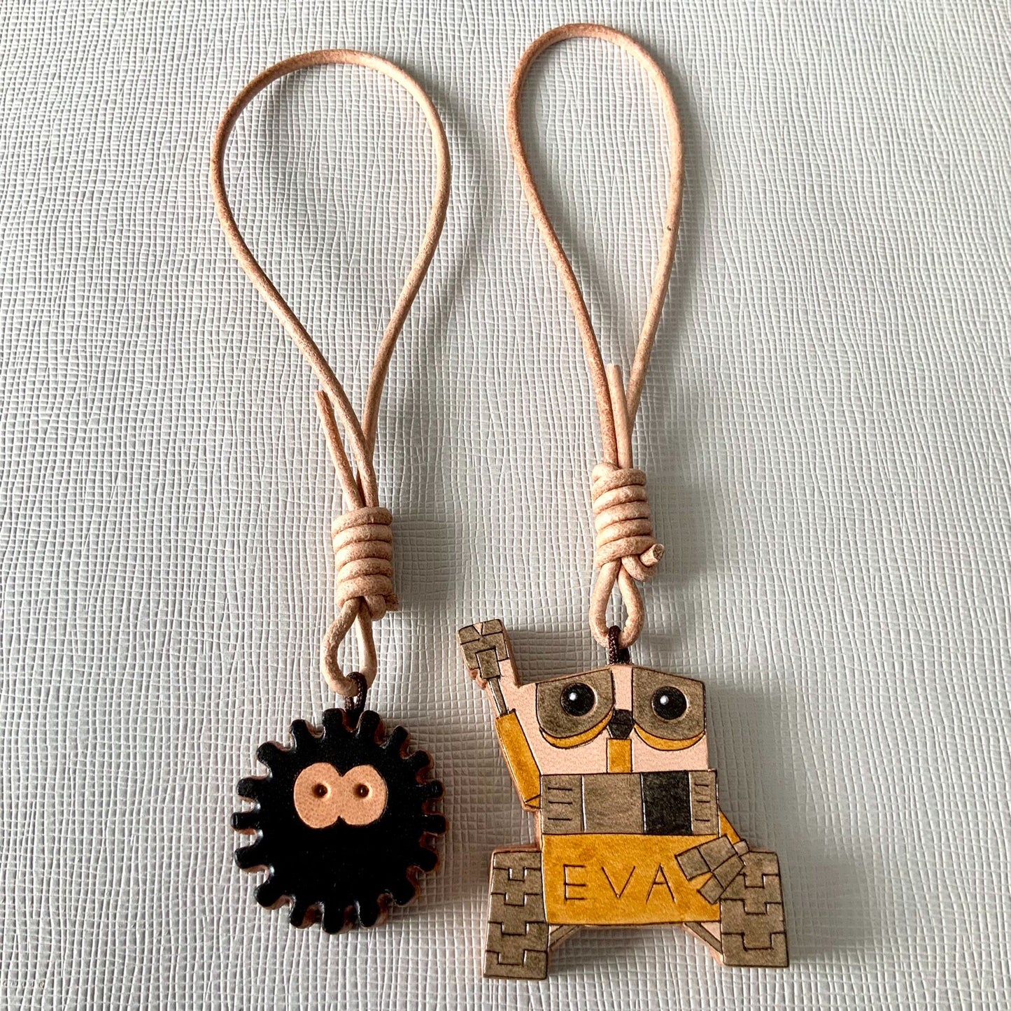 Handcrafted Leather Charms Set – Robot and Spherical Creature