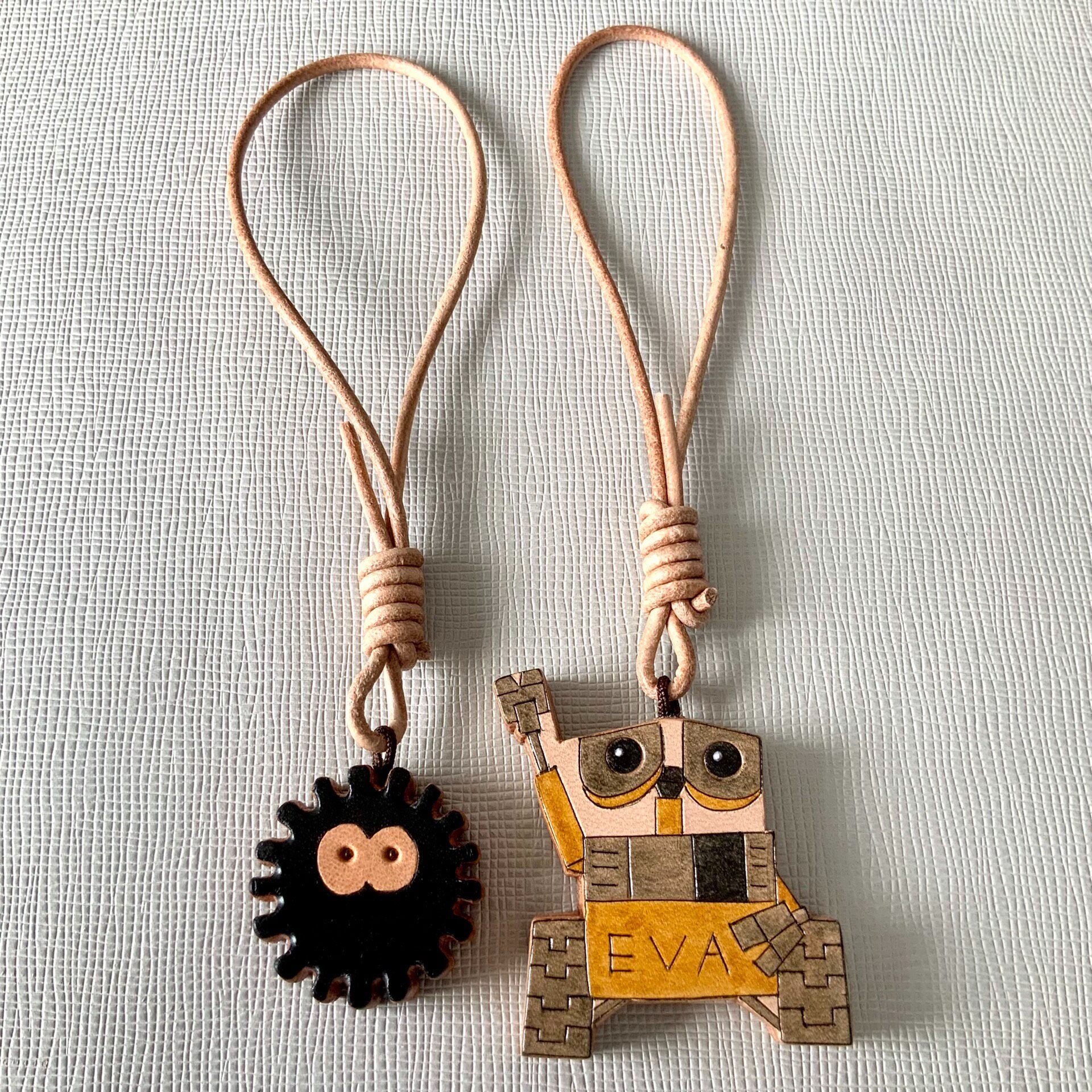 Handcrafted Leather Charms Set – Robot and Spherical Creature