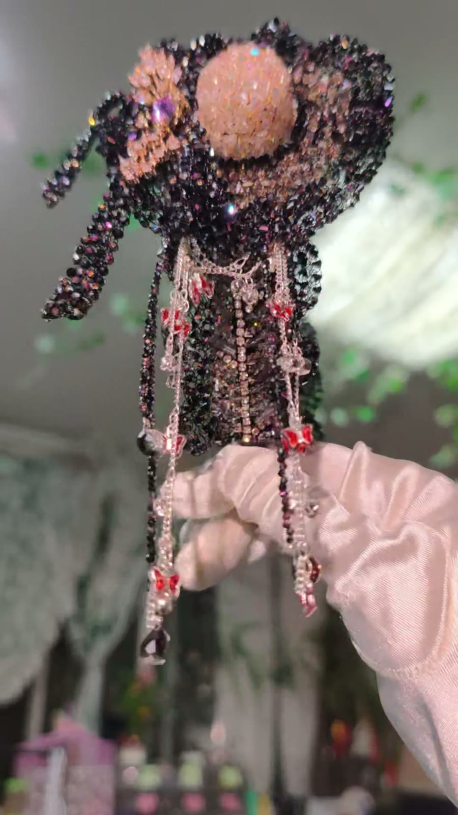 ハンドメイド クリスタルビーズ ハット ヘアクリップ セット