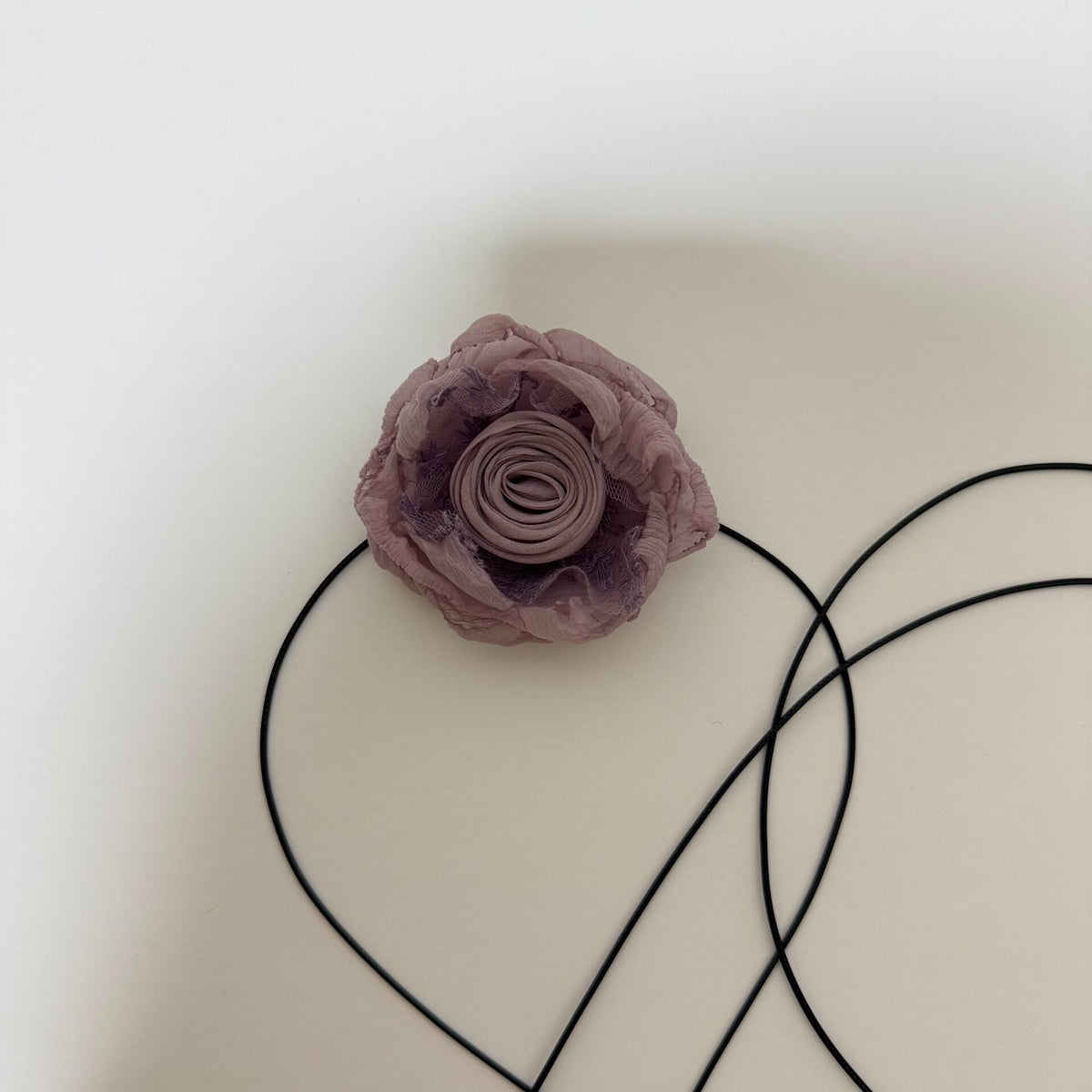 Handmade Purple Fabric Rose Choker Necklace