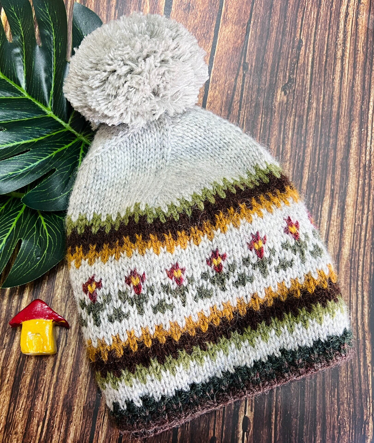 100 Wool Fair Isle Knit Hat
