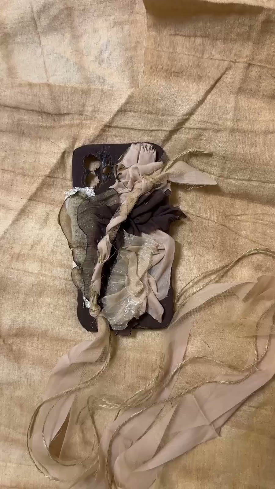 Fabric Phone Case with Withered Rose Ribbons