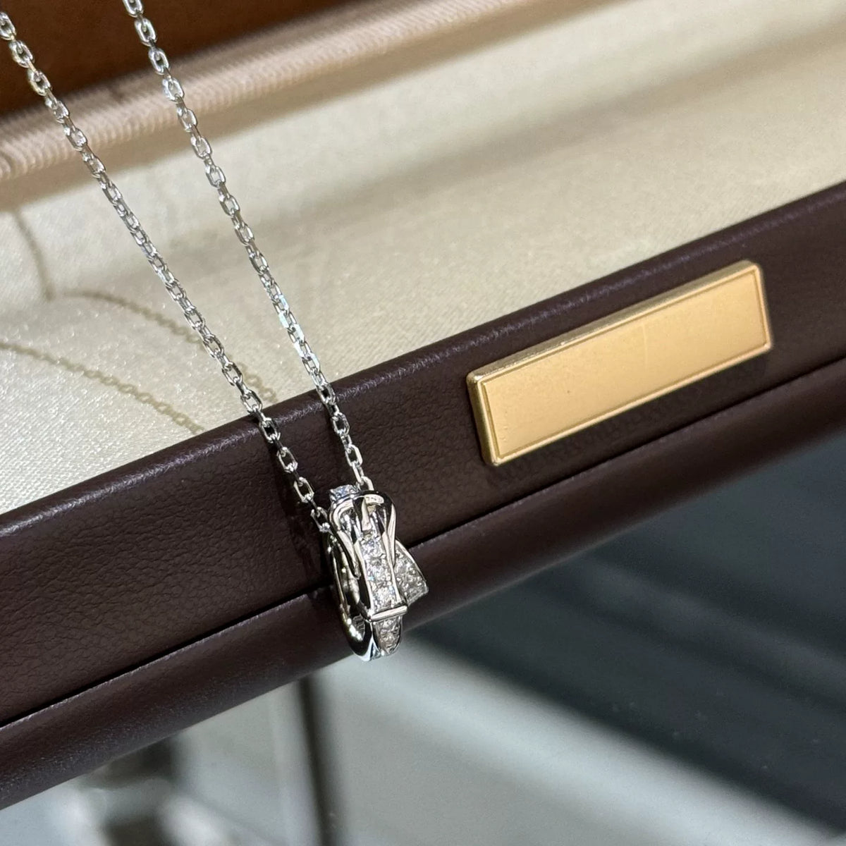 S925 Silver Belt Buckle Pendant Necklace