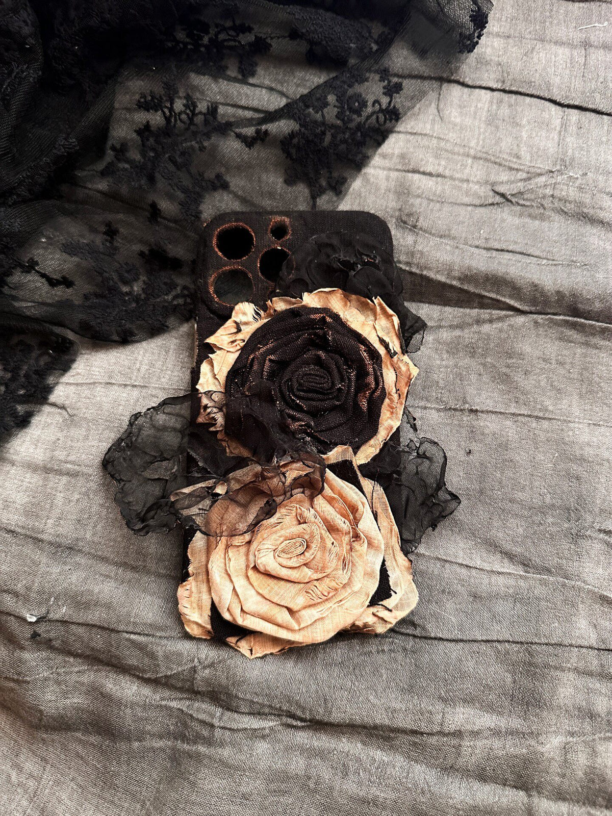 Handmade Fabric Rose Phone Case